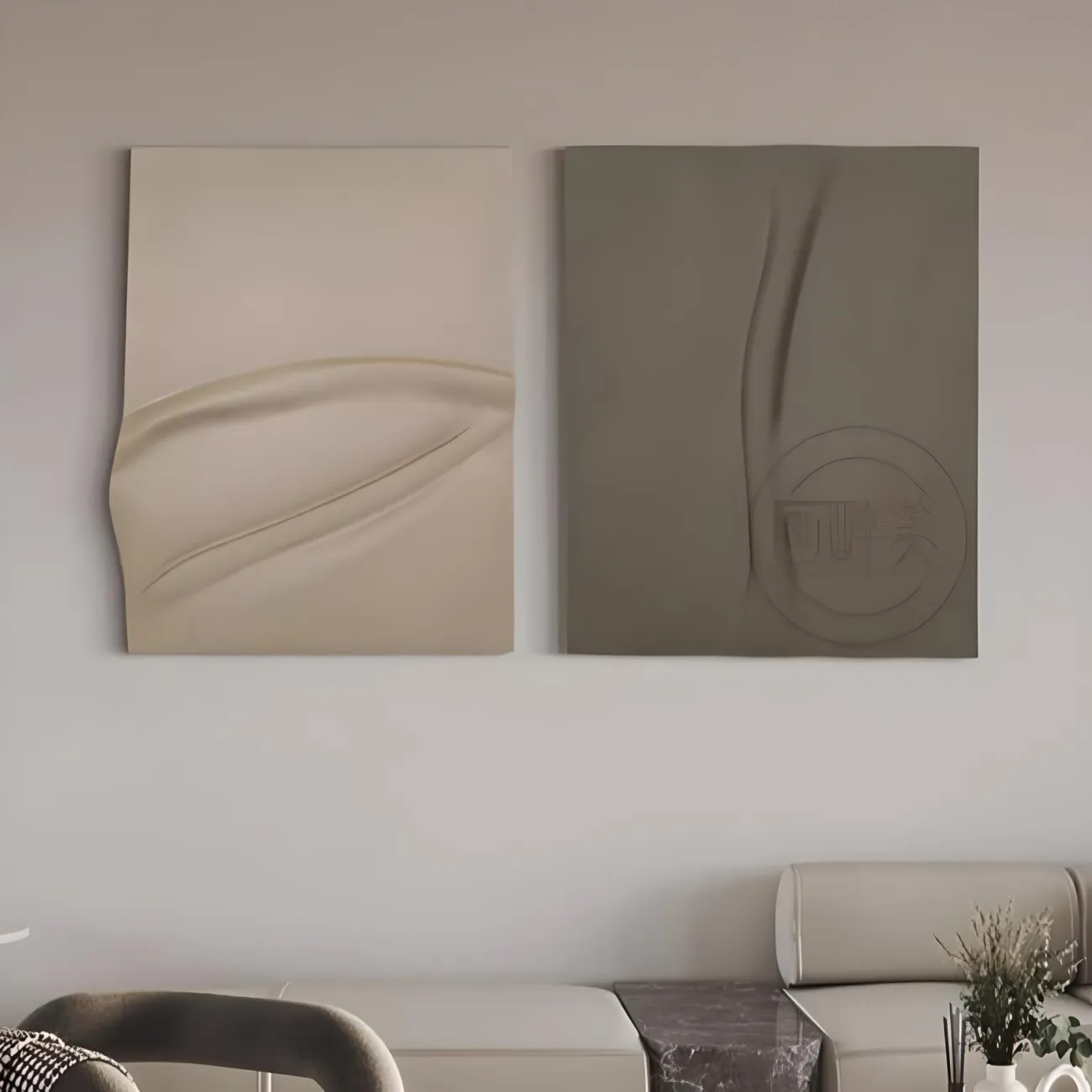 Однотонная минималистичная рельефная картина "Пьяная красавица" 37862-30