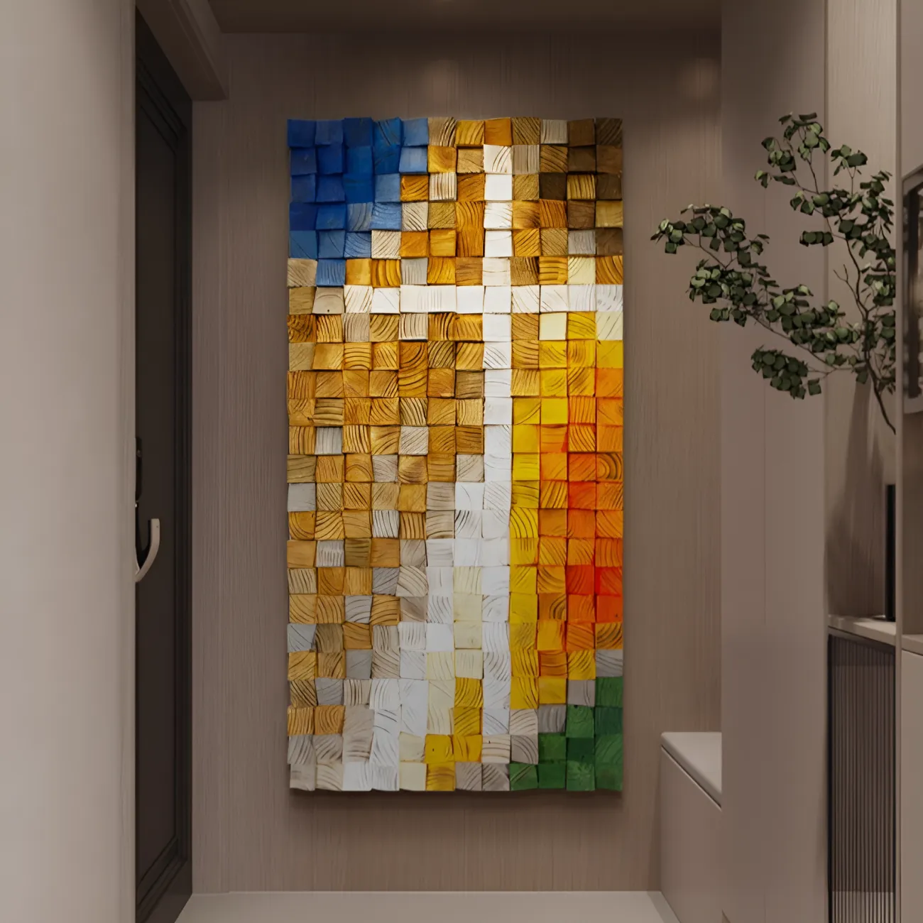 Деревянная мозаичная трехмерная картина "Пьяная красавица" 38122-30 Деревянная мозаичная трехмерная картина "Пьяная красавица" 38122-30