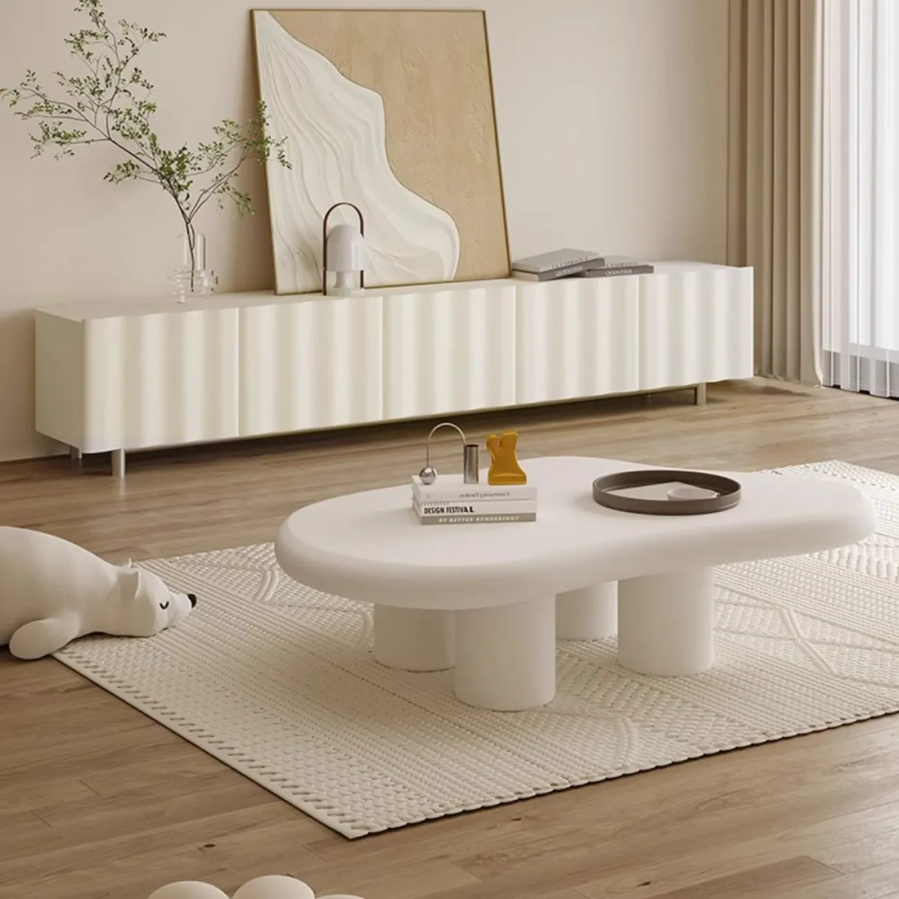 Роскошная кремовая тумба под телевизора Purple Leaf 35933-29