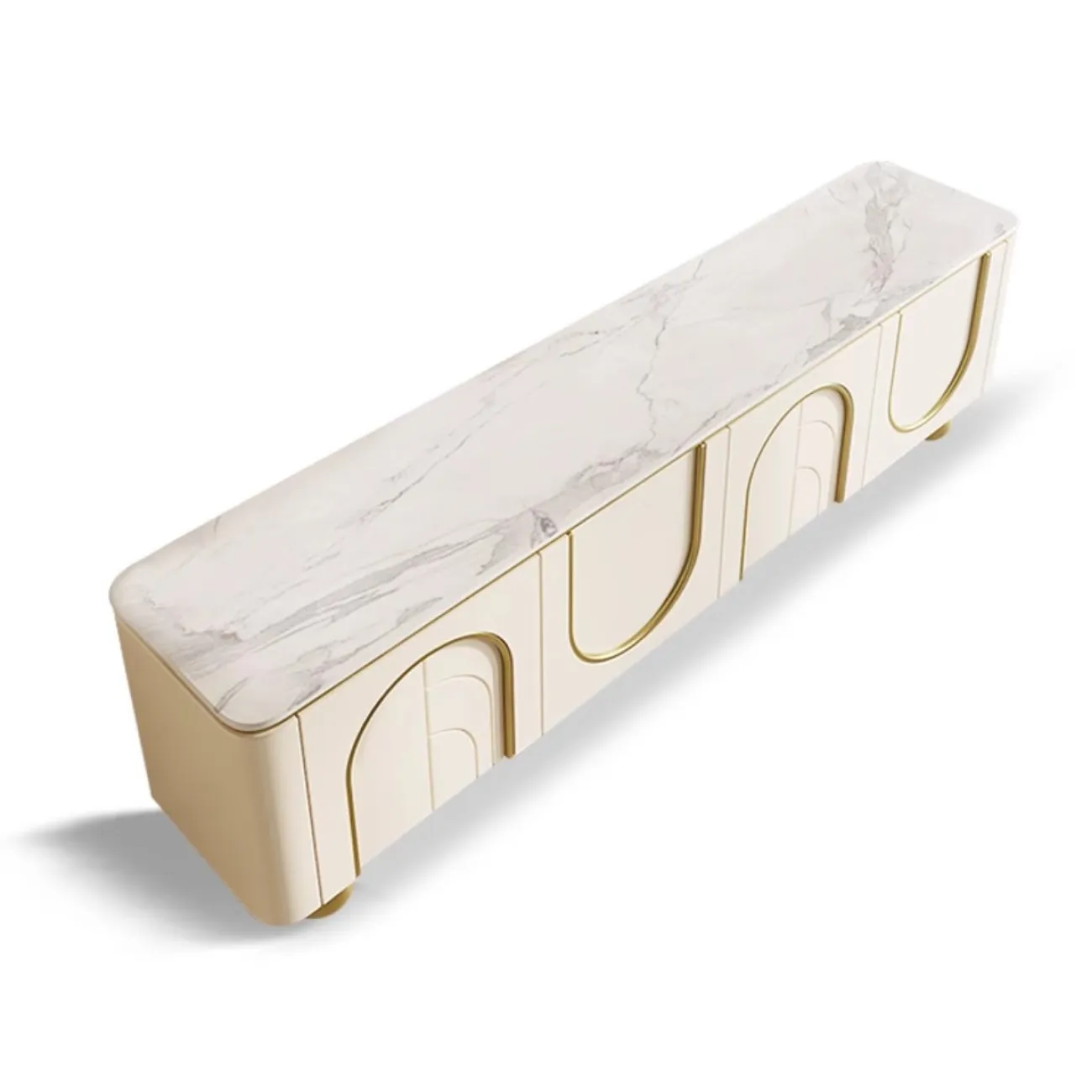 ТВ шкаф в кремовом стиле из белой каменной плиты Purple Leaf 35934-29 ТВ шкаф в кремовом стиле из белой каменной плиты Purple Leaf 35934-29