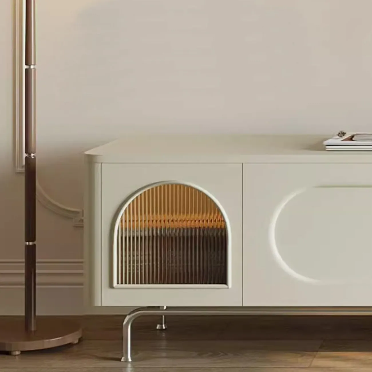 Тумба для телевизора в бело-кремовом стиле Purple Leaf 35940-29 Тумба для телевизора в бело-кремовом стиле Purple Leaf 35940-29