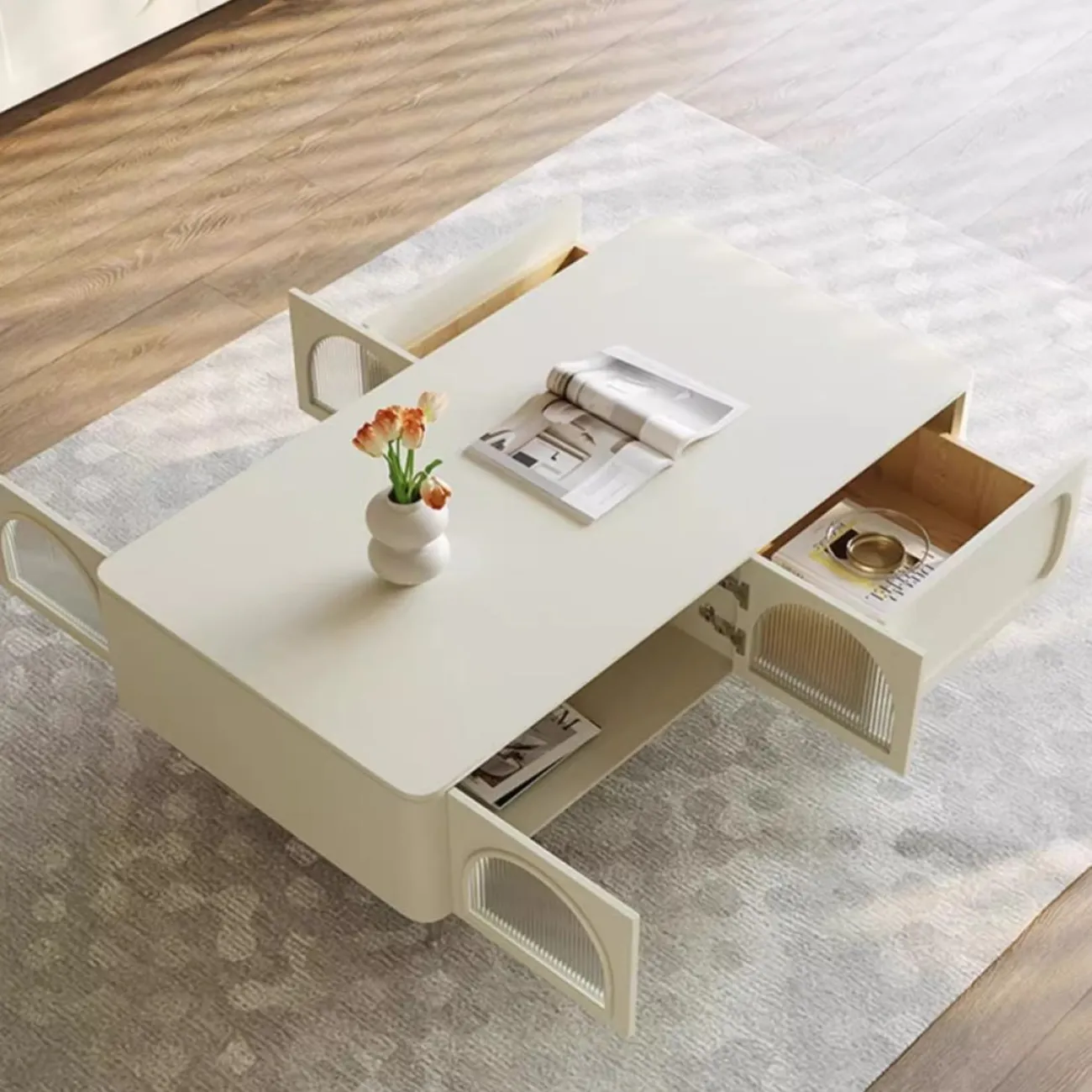 Тумба для телевизора в бело-кремовом стиле Purple Leaf 35940-29 Тумба для телевизора в бело-кремовом стиле Purple Leaf 35940-29