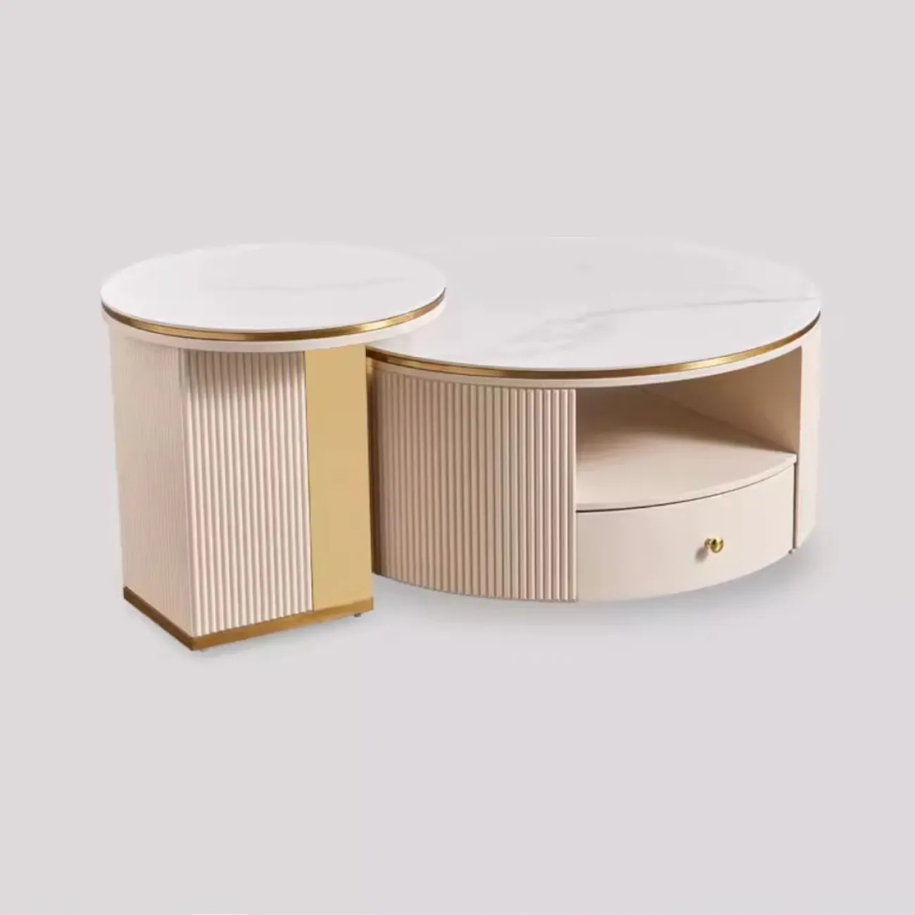 Круглый журнальный столик из натурального камня Purple Leaf 35944-29