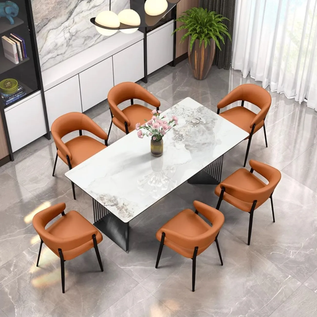 Легкий роскошный обеденный стол из натуральной кожи Purple Leaf 35955-29