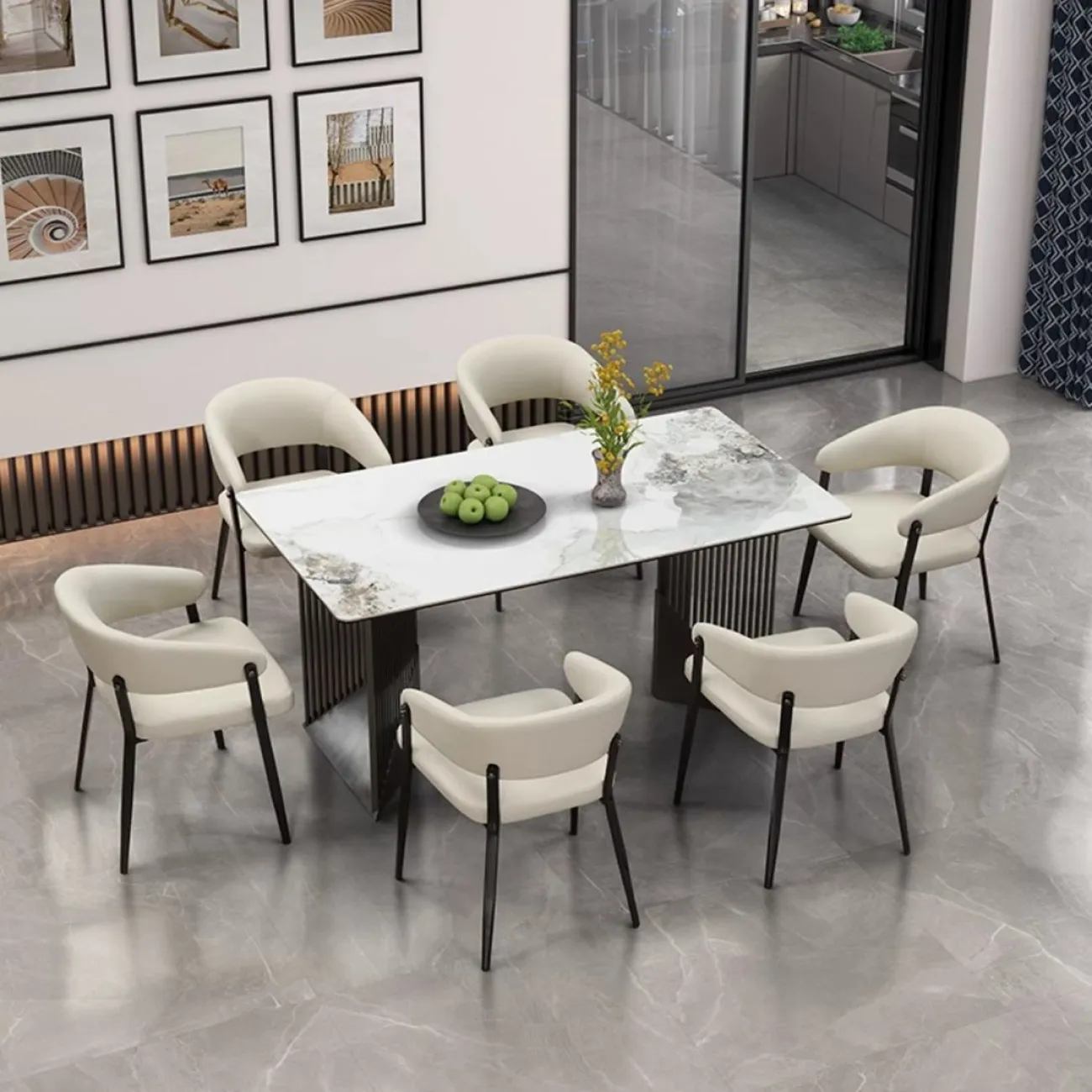 Легкий роскошный обеденный стол из натуральной кожи Purple Leaf 35955-29