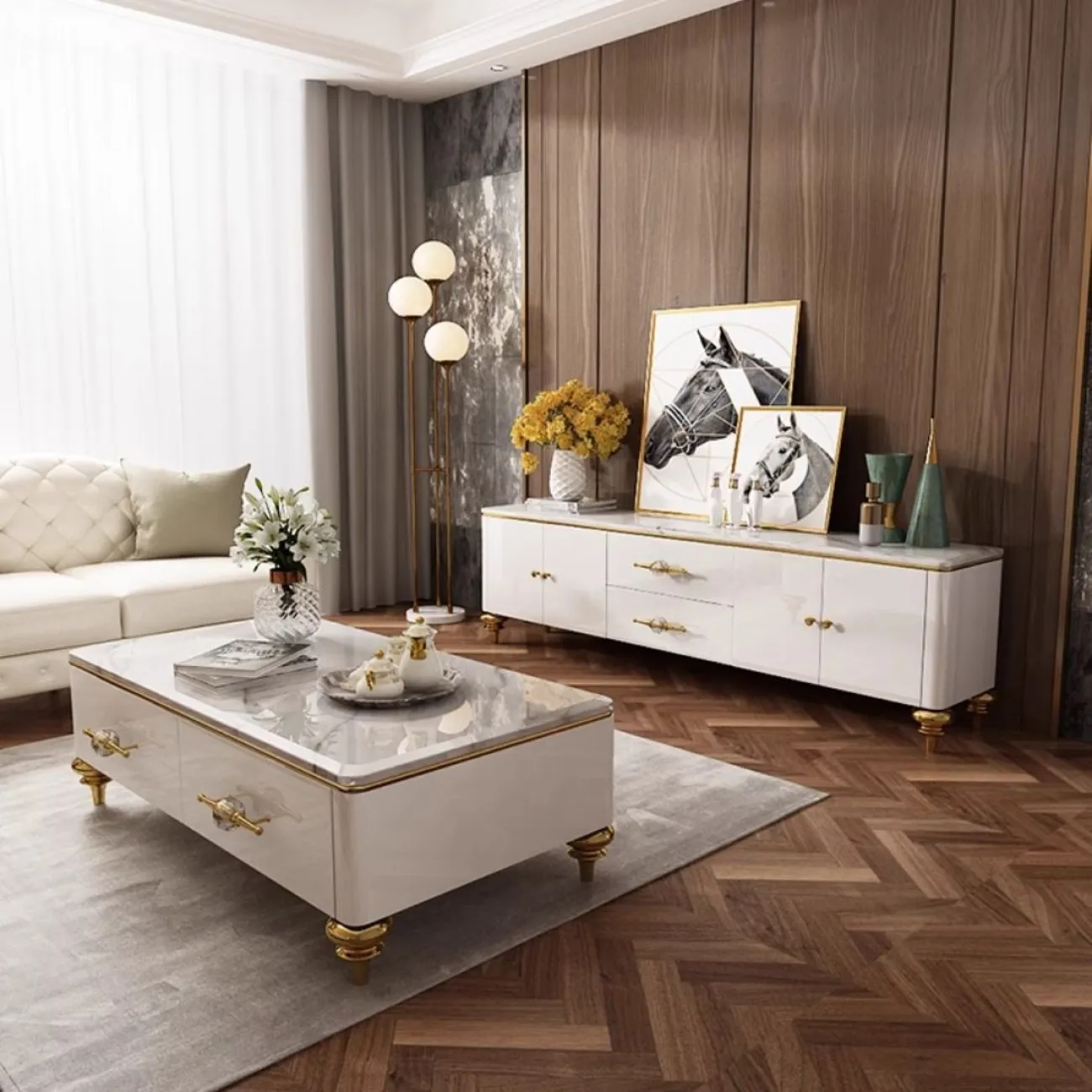 Роскошный ТВ шкаф из мрамора Purple Leaf 35956-29