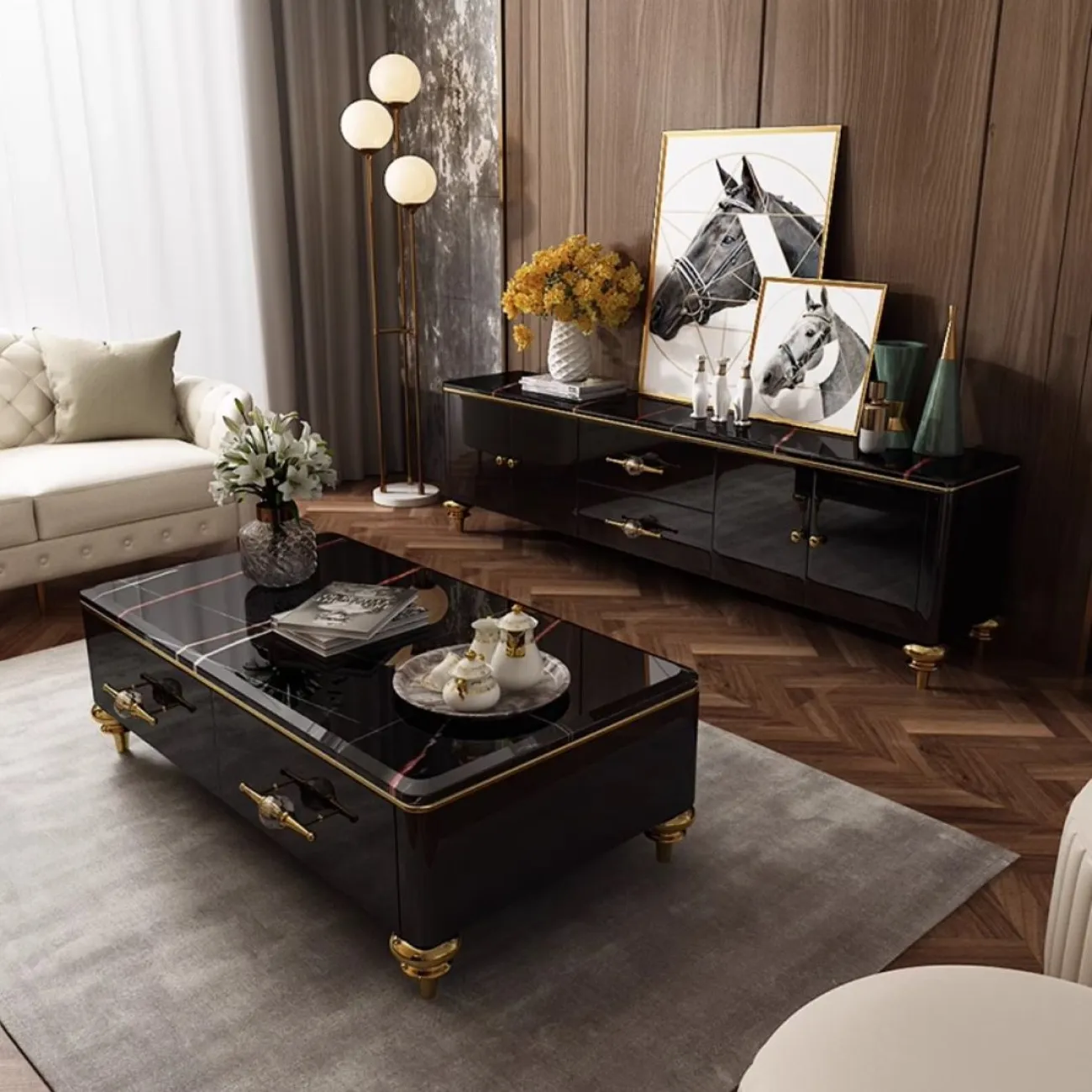 Роскошный ТВ шкаф из мрамора Purple Leaf 35956-29