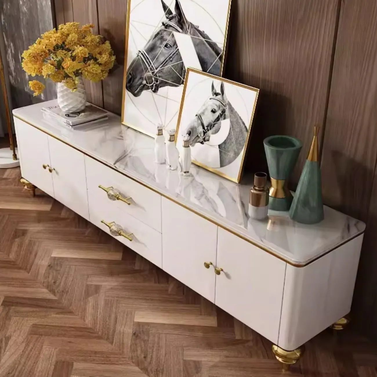 Роскошный ТВ шкаф из мрамора Purple Leaf 35956-29