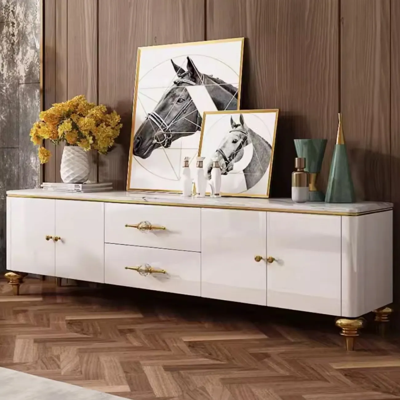 Роскошный ТВ шкаф из мрамора Purple Leaf 35956-29