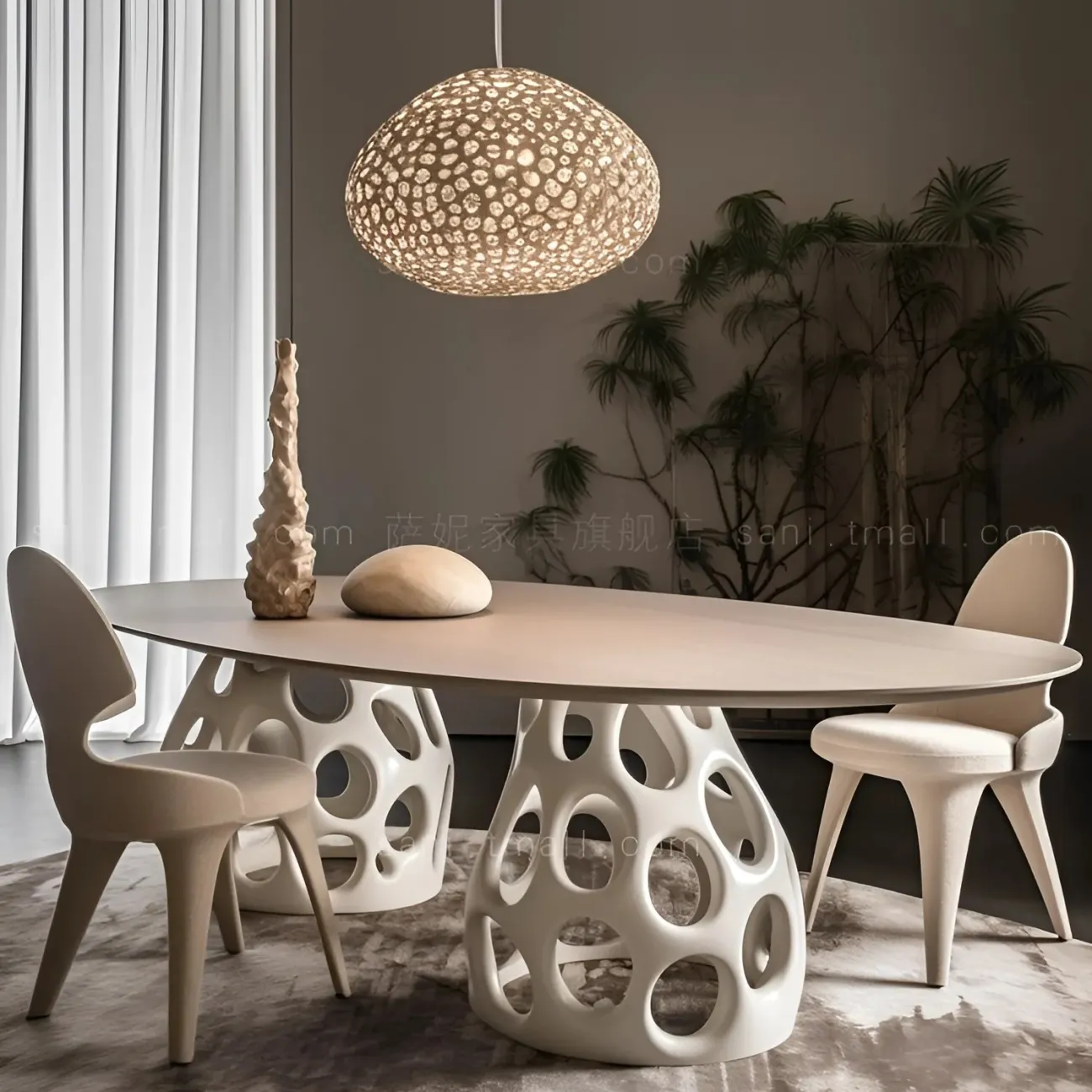 Кремовый обеденный стол в средневековом стиле на 8 персон Sani 37286-29