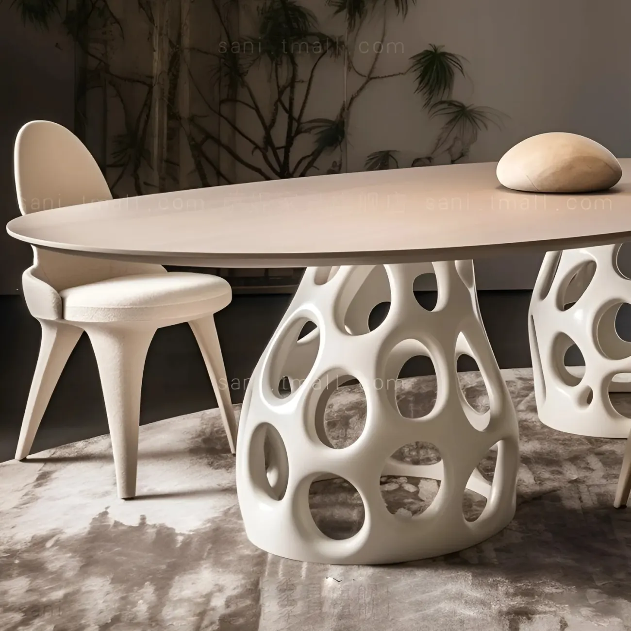 Кремовый обеденный стол в средневековом стиле на 8 персон Sani 37286-29