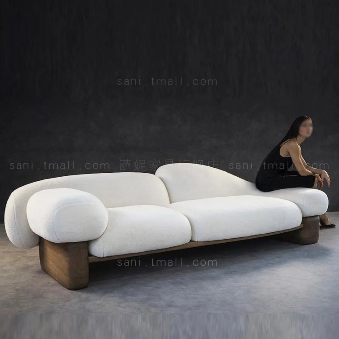 Диван  особой формы в стиле Ваби-саби для трех человек Sani 37287-29