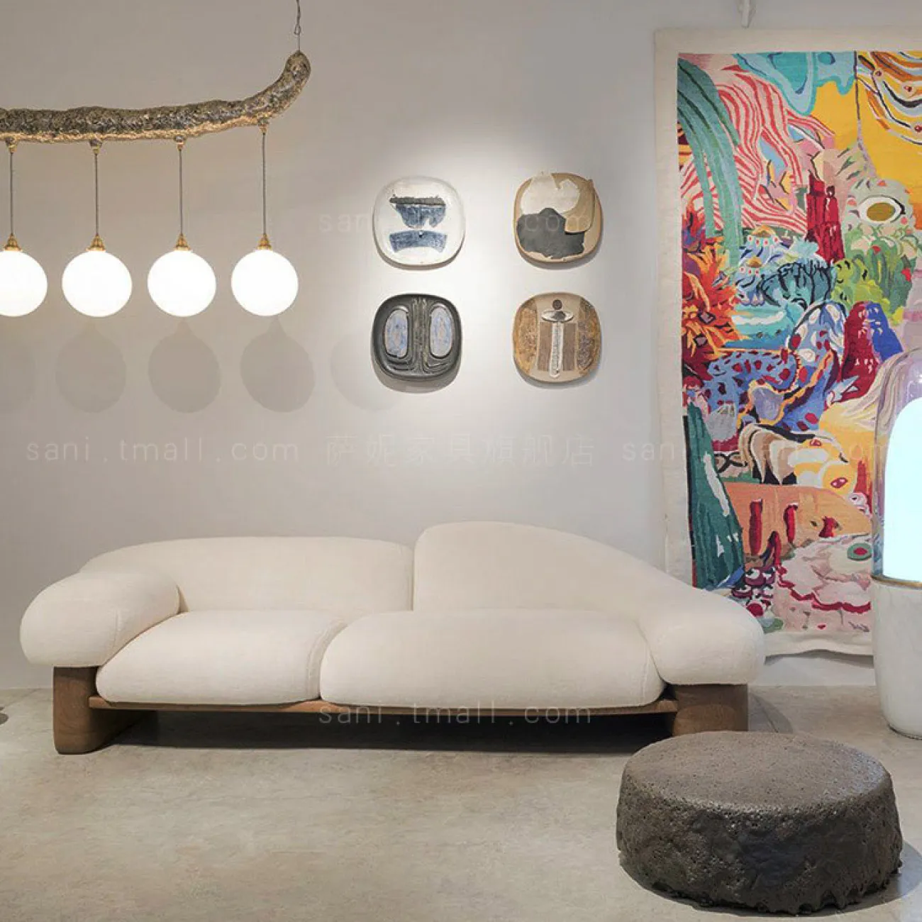 Диван  особой формы в стиле Ваби-саби для трех человек Sani 37287-29