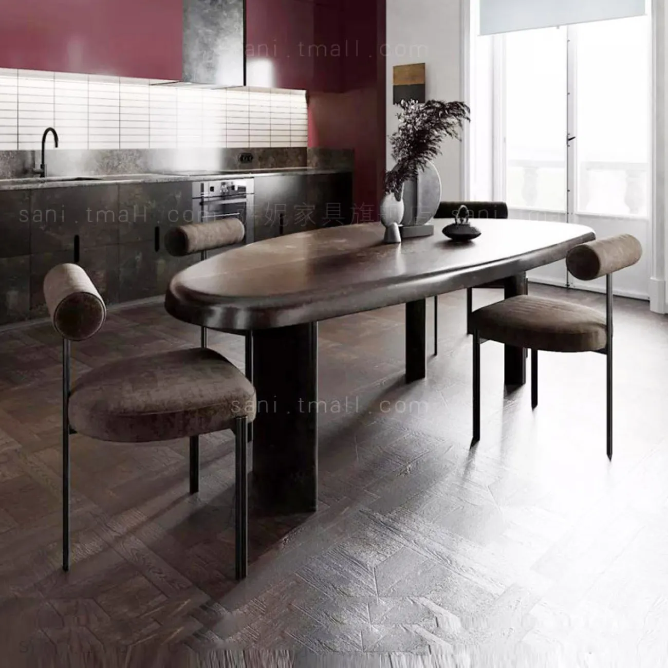 Овальный длинный обеденный стол из массива дерева MAJESTIC 37310-29 Овальный длинный обеденный стол из массива дерева MAJESTIC 37310-29