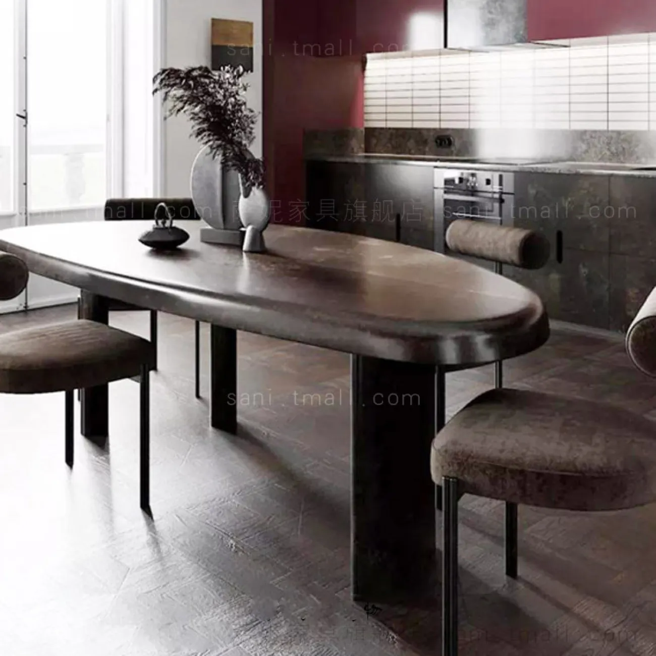 Овальный длинный обеденный стол из массива дерева MAJESTIC 37310-29 Овальный длинный обеденный стол из массива дерева MAJESTIC 37310-29