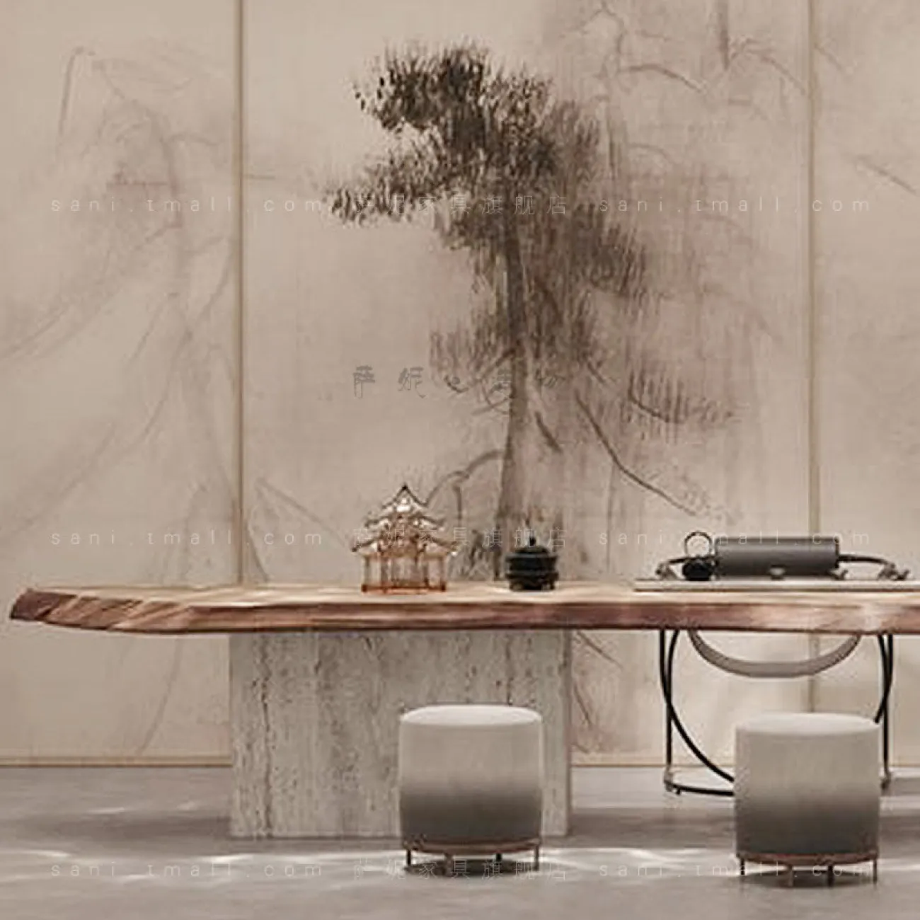 Необычный дизайнерский чайный столик в стиле Ваби-саби MAJESTIC 37311-29