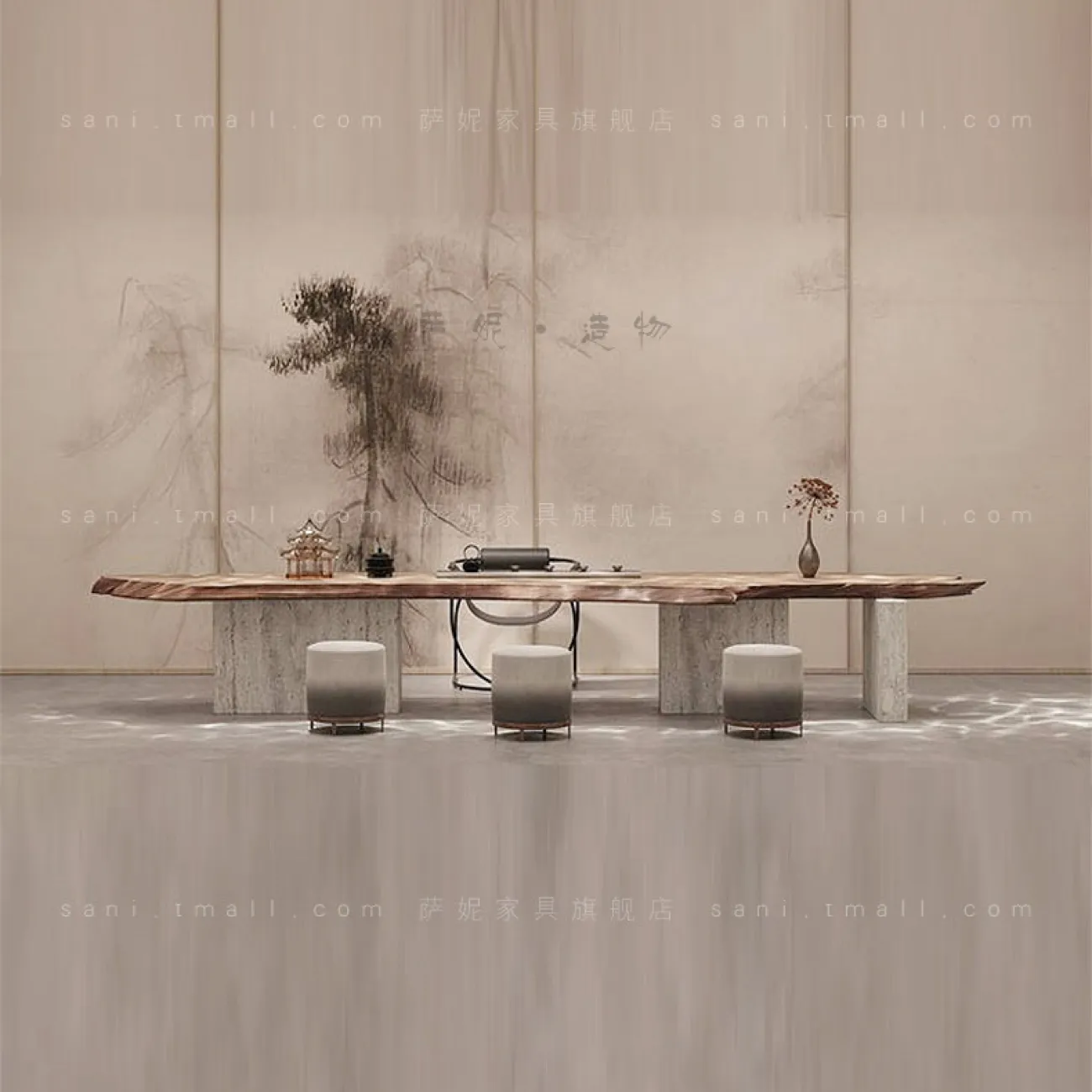 Необычный дизайнерский чайный столик в стиле Ваби-саби MAJESTIC 37311-29