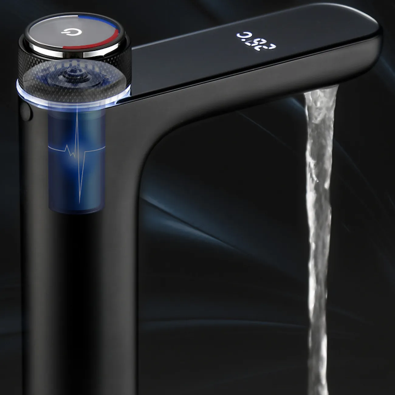 Настольный латунный смарт-смеситель для умывальника в Современном стиле LaLume MB21127-23