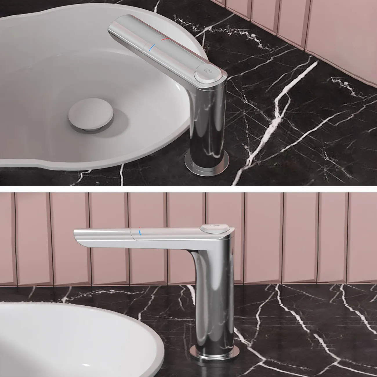 Минималистичный латунный смеситель для умывальника в Хай-тек стиле LaLume MB21132-23