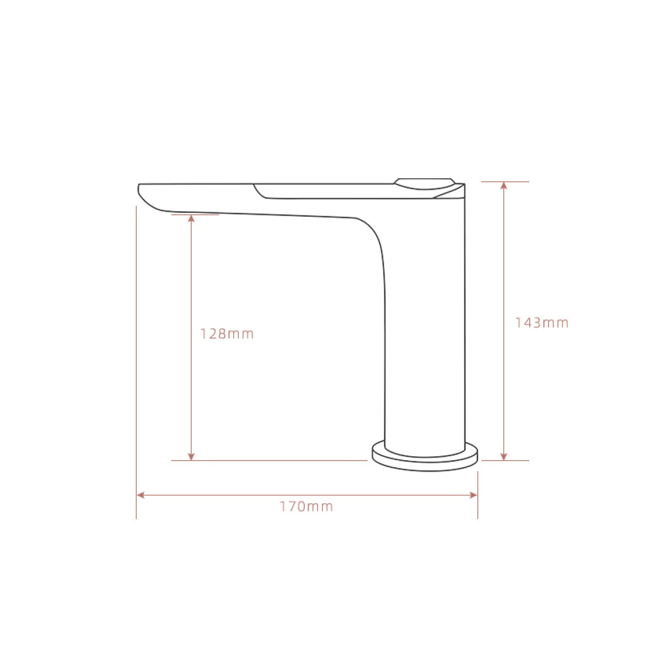 Минималистичный латунный смеситель для умывальника в Хай-тек стиле LaLume MB21132-23