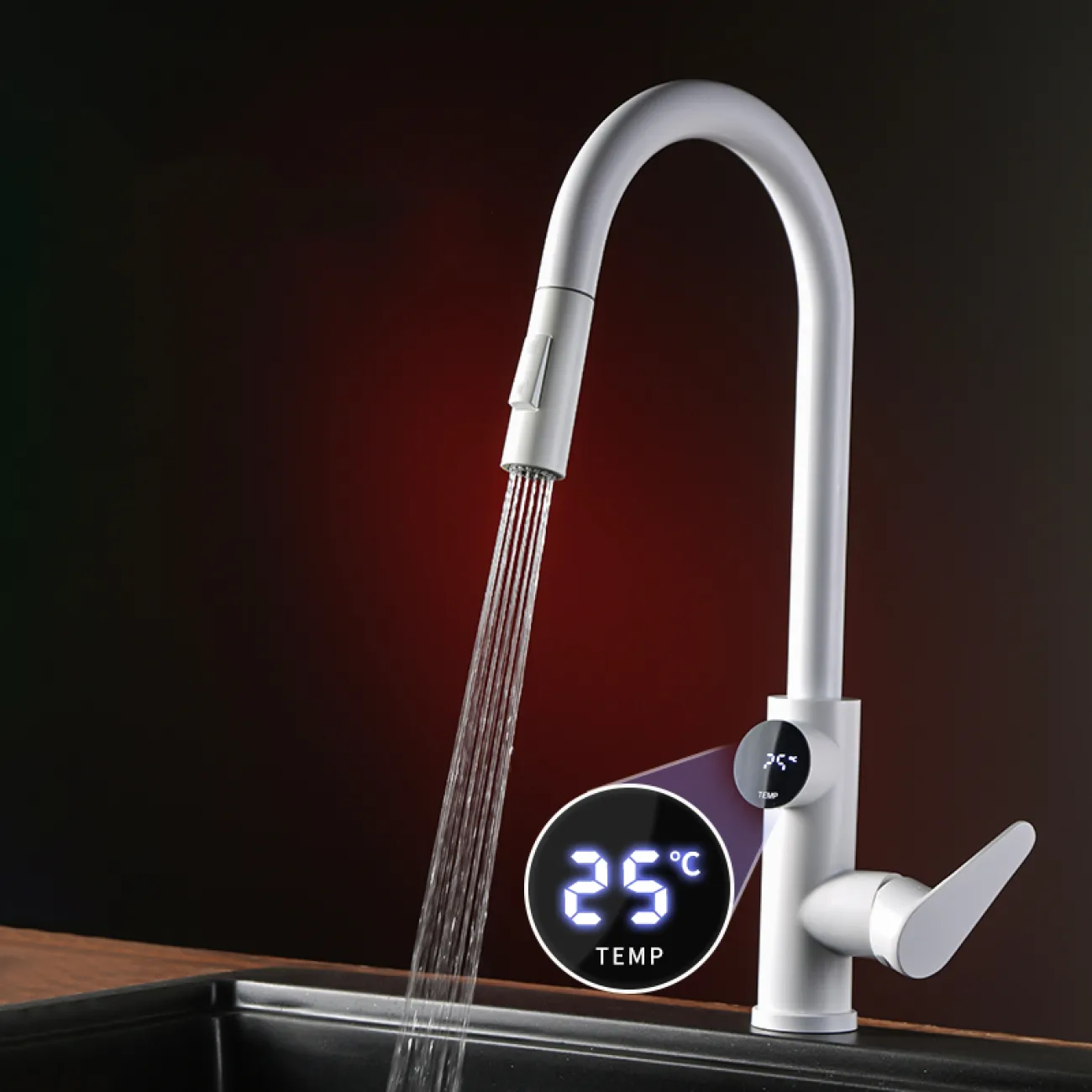 Минималистичный кухонный латунный смарт-смеситель в Хай-тек стиле LaLume MB21135-23