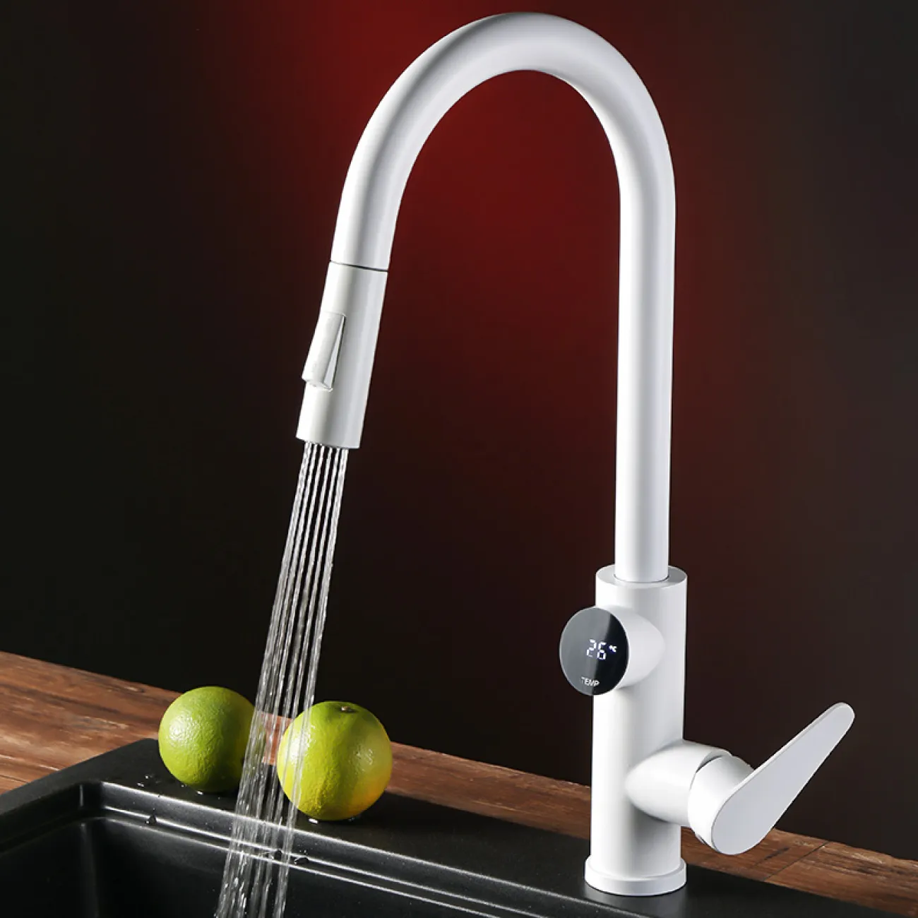 Минималистичный кухонный латунный смарт-смеситель в Хай-тек стиле LaLume MB21135-23