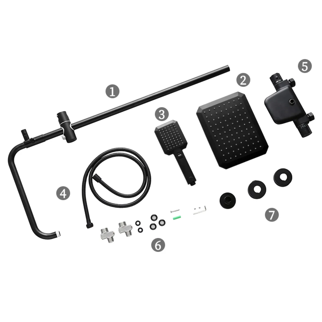 Изящный латунный смеситель с тропическим душем для ванной в Скандинавском стиле LaLume MB21138-23