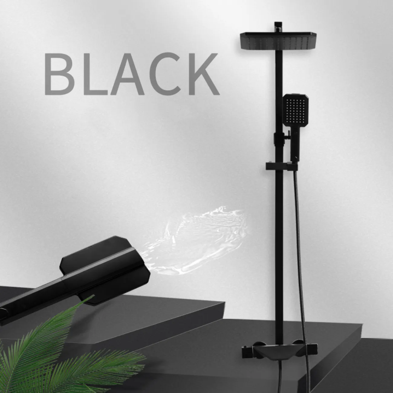 Изящный латунный смеситель с тропическим душем для ванной в Скандинавском стиле LaLume MB21138-23