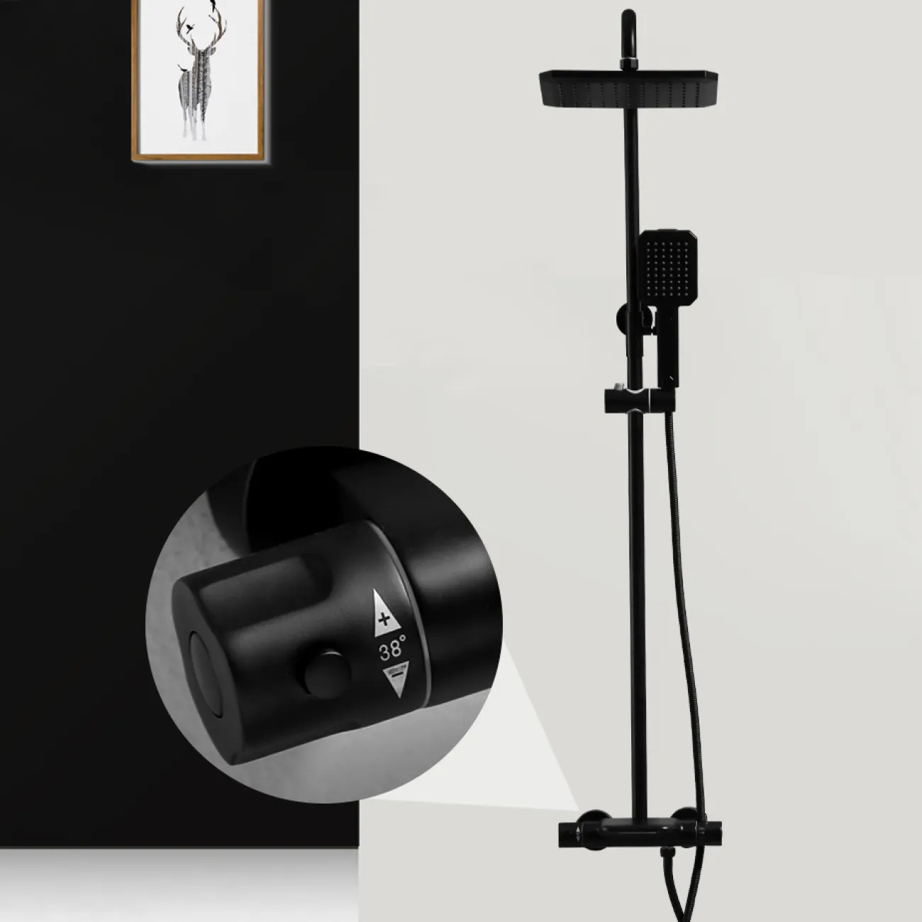 Изящный латунный смеситель с тропическим душем для ванной в Скандинавском стиле LaLume MB21138-23