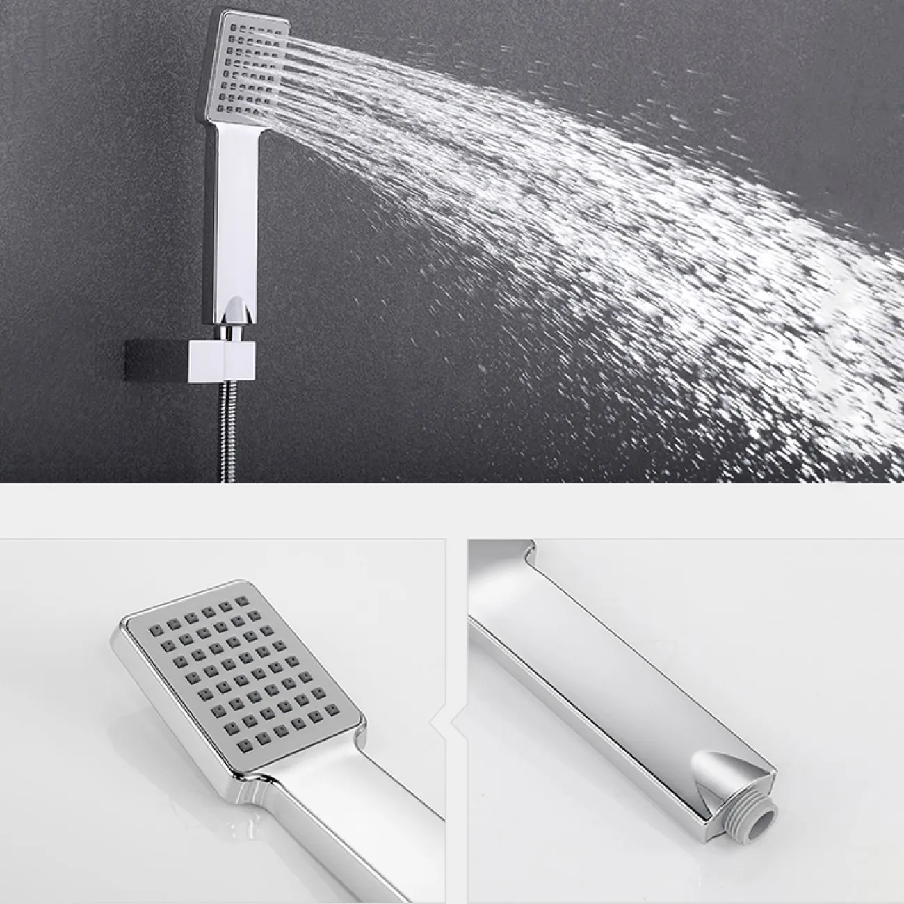 Скрытый латунный смеситель с тропическим душем для ванной в Скандинавском стиле LaLume MB21139-23 Скрытый латунный смеситель с тропическим душем для ванной в Скандинавском стиле LaLume MB21139-23