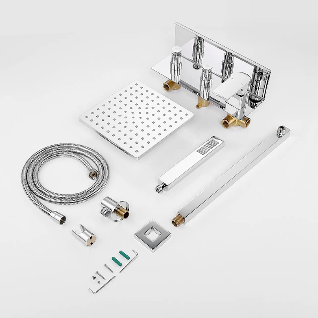 Креативный смеситель с полкой и тропическим душем для ванной в Скандинавском стиле LaLume MB21140-23 Креативный смеситель с полкой и тропическим душем для ванной в Скандинавском стиле LaLume MB21140-23
