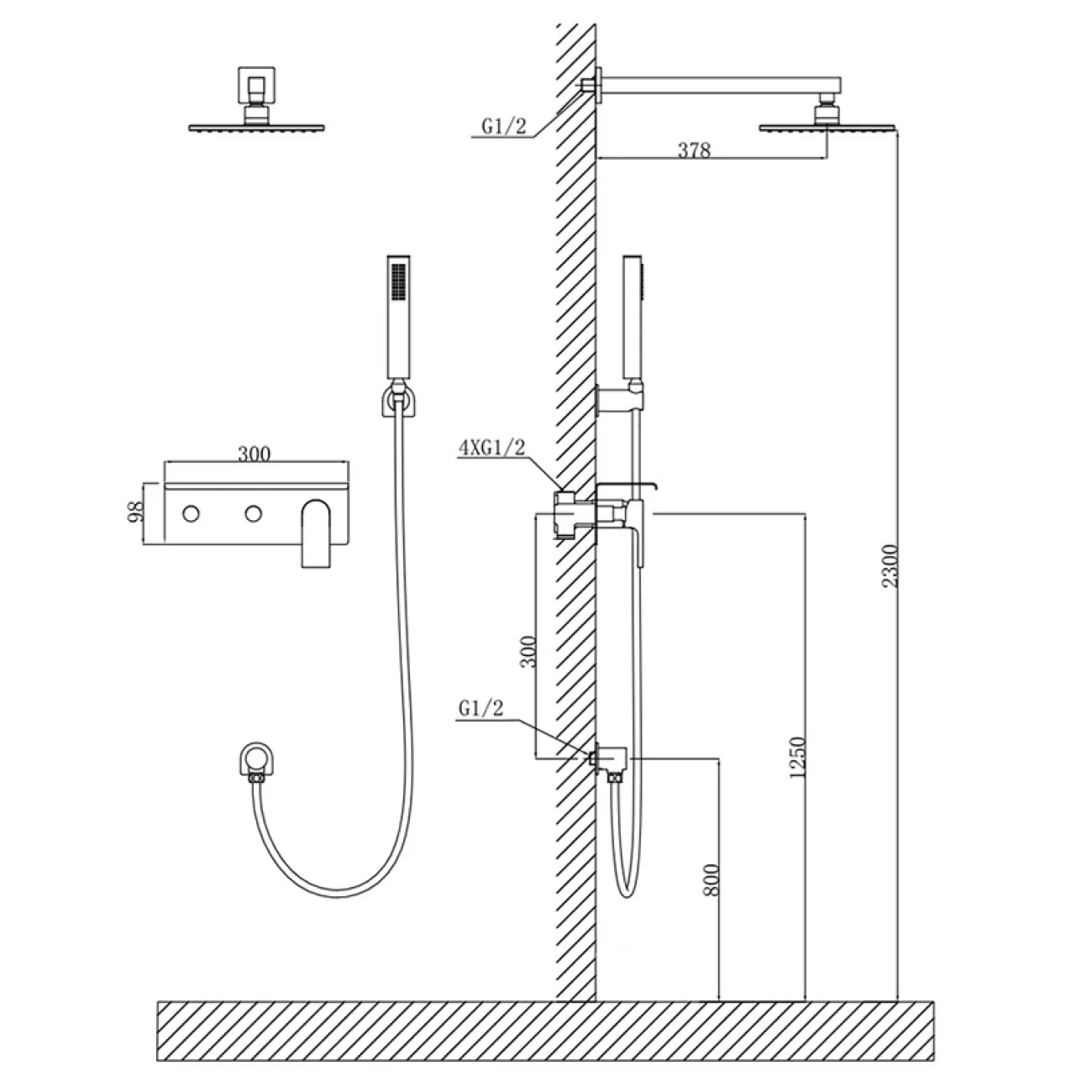 Креативный смеситель с полкой и тропическим душем для ванной в Скандинавском стиле LaLume MB21140-23 Креативный смеситель с полкой и тропическим душем для ванной в Скандинавском стиле LaLume MB21140-23