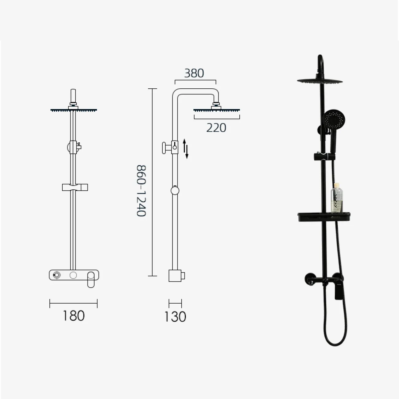 Минималистичный смеситель с тропическим душем для ванной в Современном стиле LaLume MB21141-23