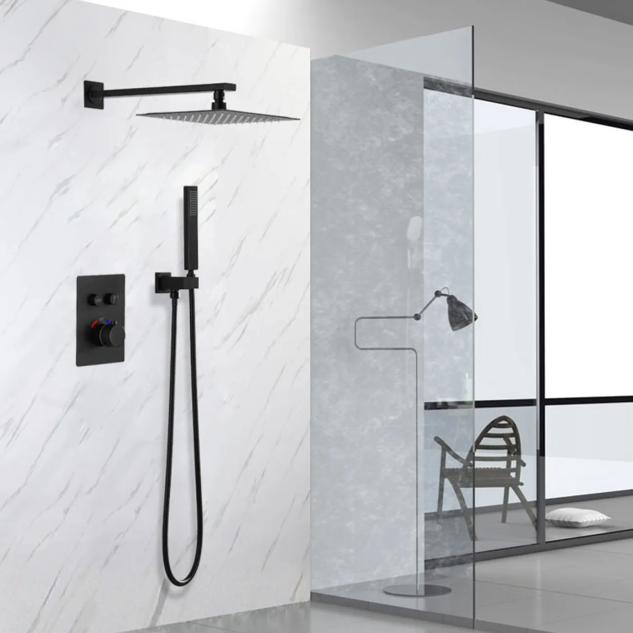 Скрытый латунный тропический душ для ванной в Современном стиле LaLume MB21142-23