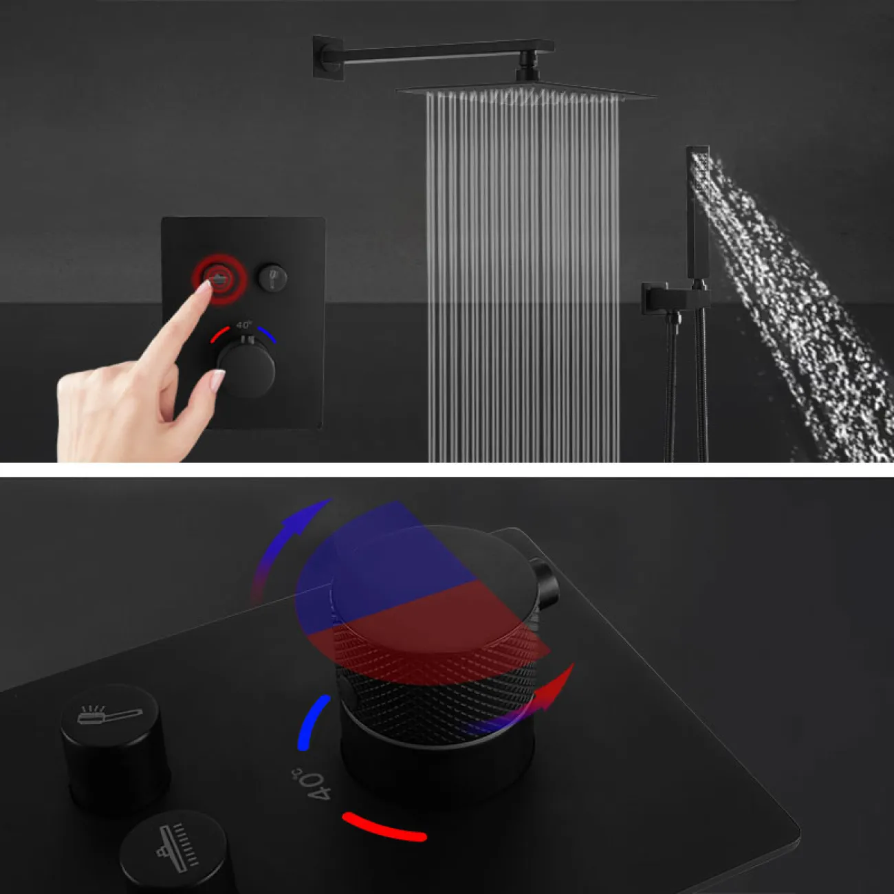 Скрытый латунный тропический душ для ванной в Современном стиле LaLume MB21142-23