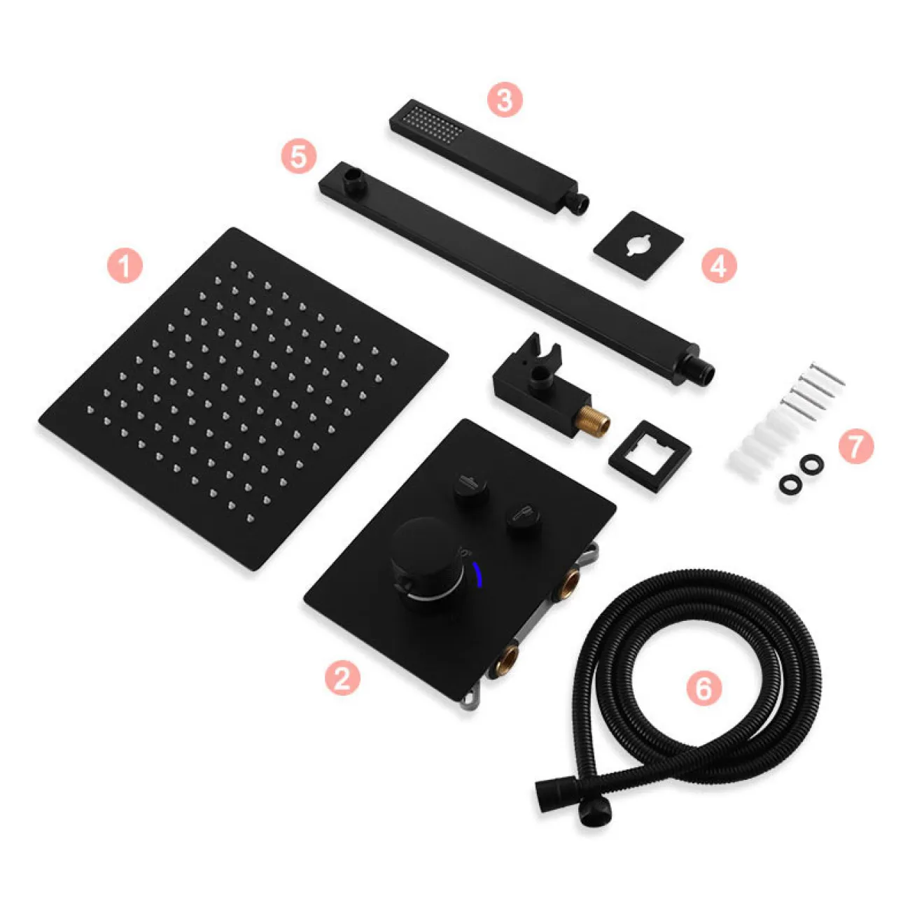 Скрытый латунный тропический душ для ванной в Современном стиле LaLume MB21142-23