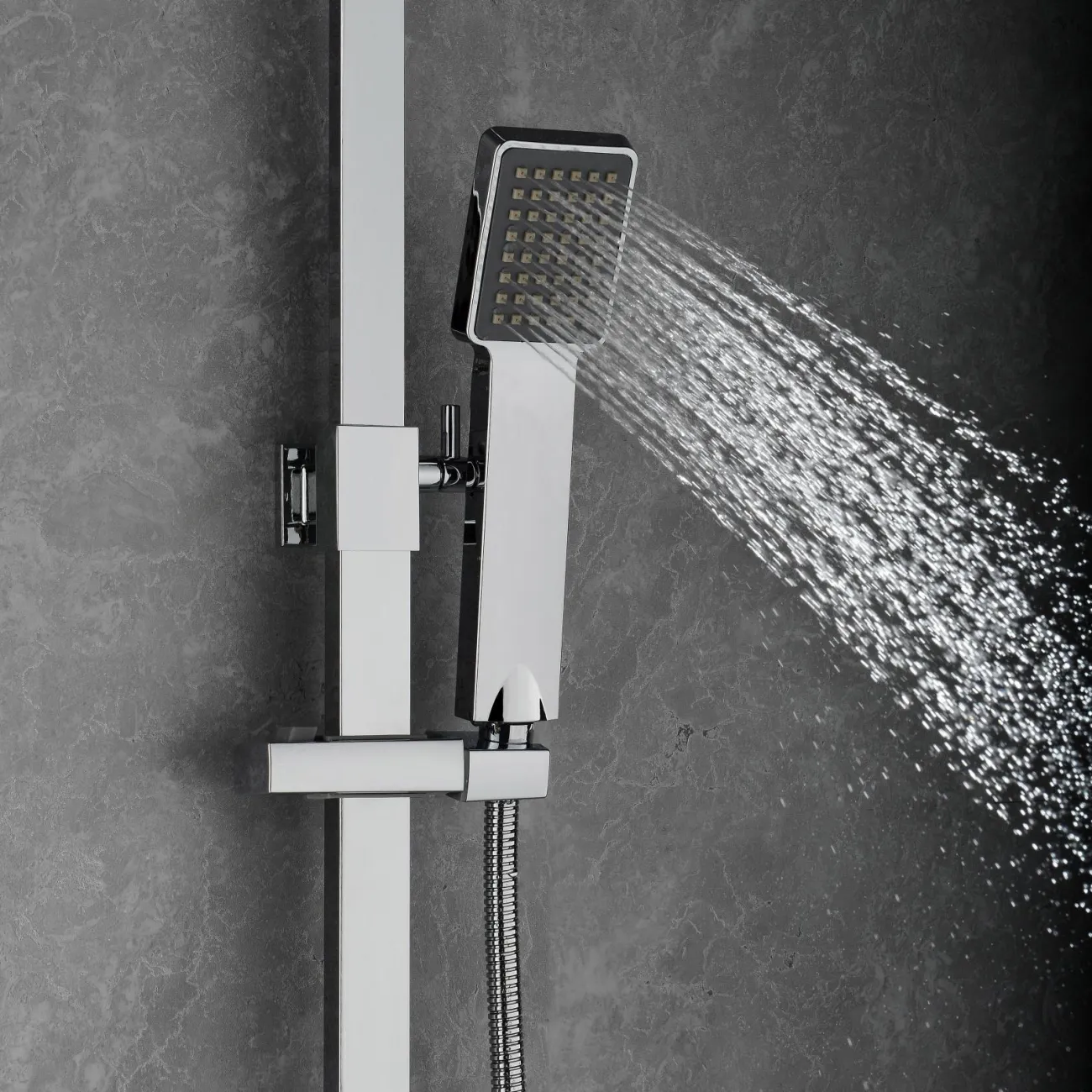 Водопадный латунный смеситель с тропическим душем для ванной в Современном стиле LaLume MB21143-23