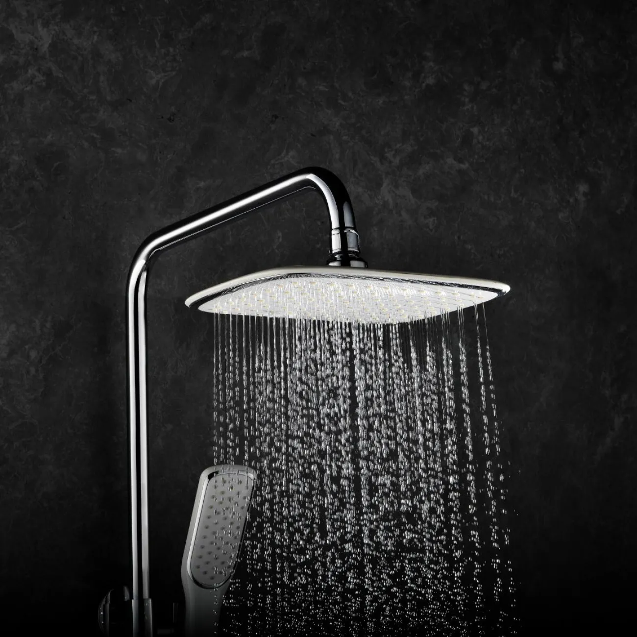 Водопадный латунный смеситель с тропическим душем для ванной в Современном стиле LaLume MB21143-23