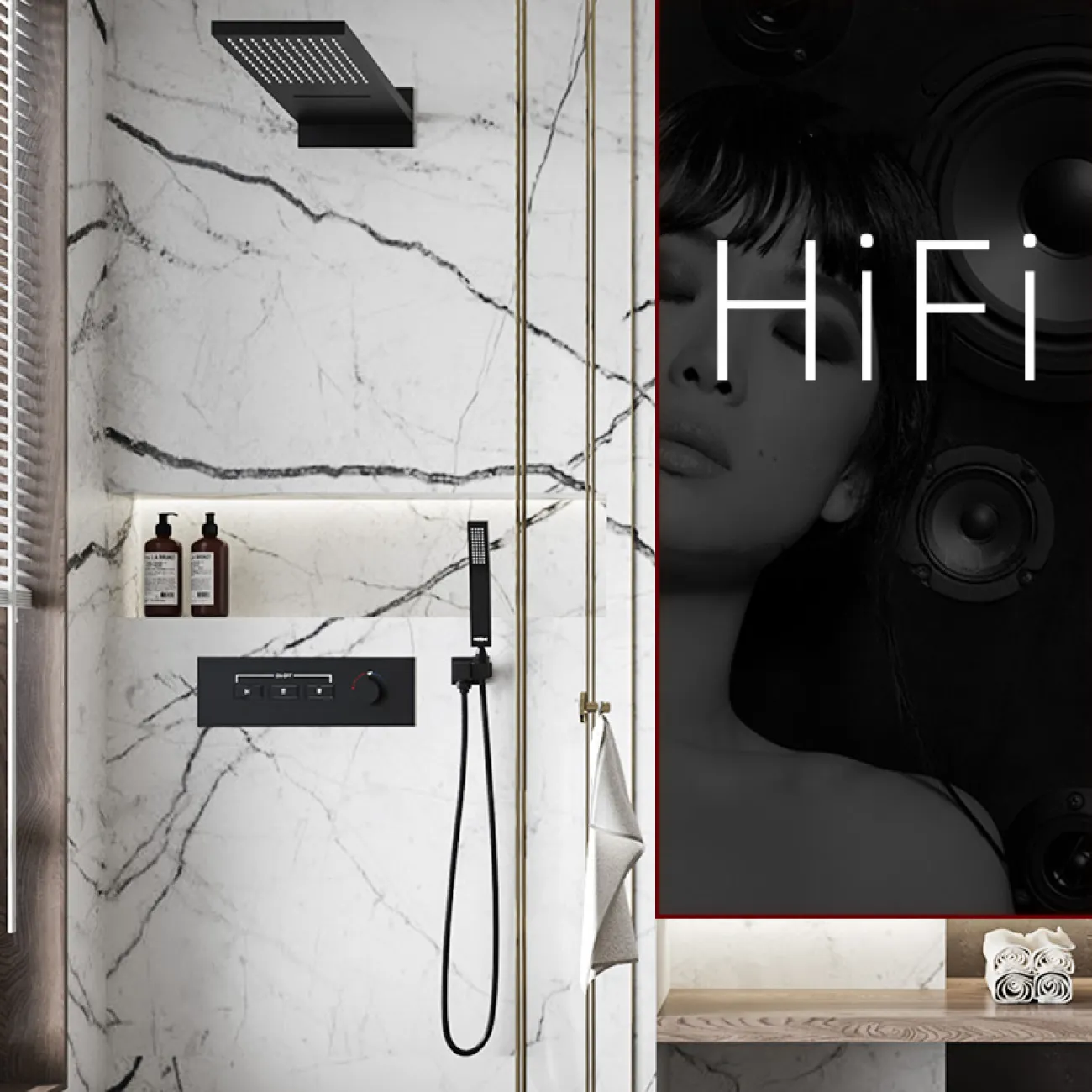 Скрытый латунный тропический душ в Скандинавском стиле LaLume MB21145-23