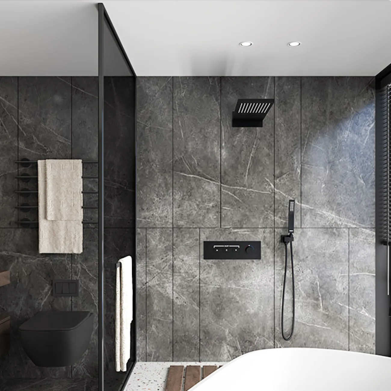 Скрытый латунный тропический душ в Скандинавском стиле LaLume MB21145-23