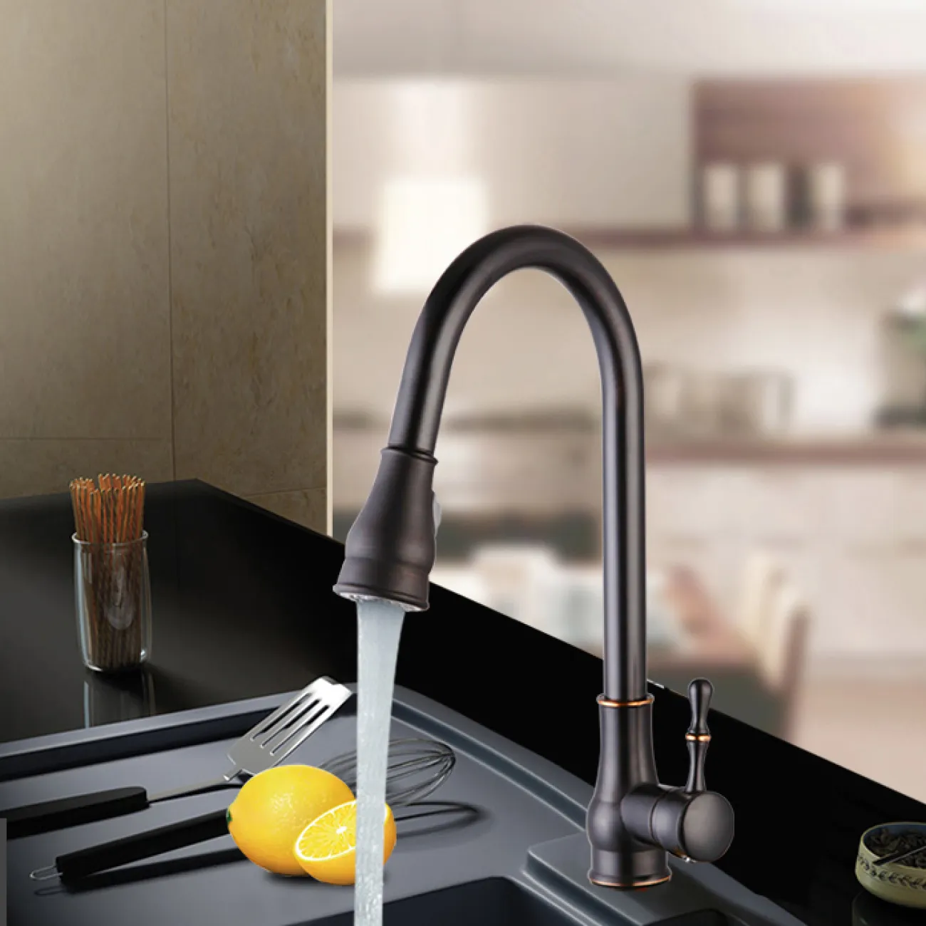 Креативный латунный смеситель для кухни в Современном стиле LaLume MB21151-23