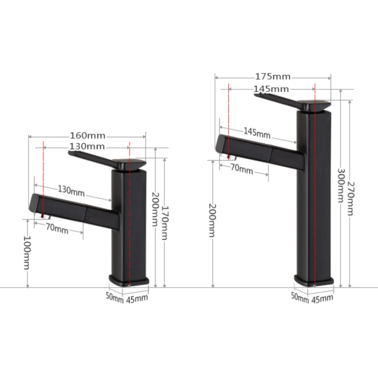 Выдвижной латунный смеситель для умывальника в Хай-тек стиле LaLume MB21152-23 Выдвижной латунный смеситель для умывальника в Хай-тек стиле LaLume MB21152-23