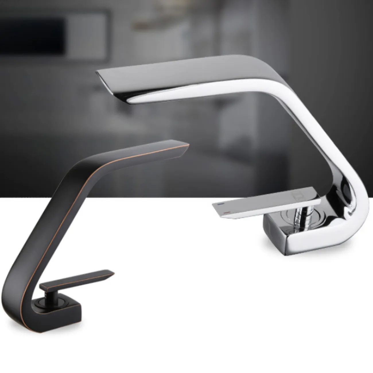 Изящный латунный смеситель для умывальника в Хай-тек стиле LaLume MB21154-23