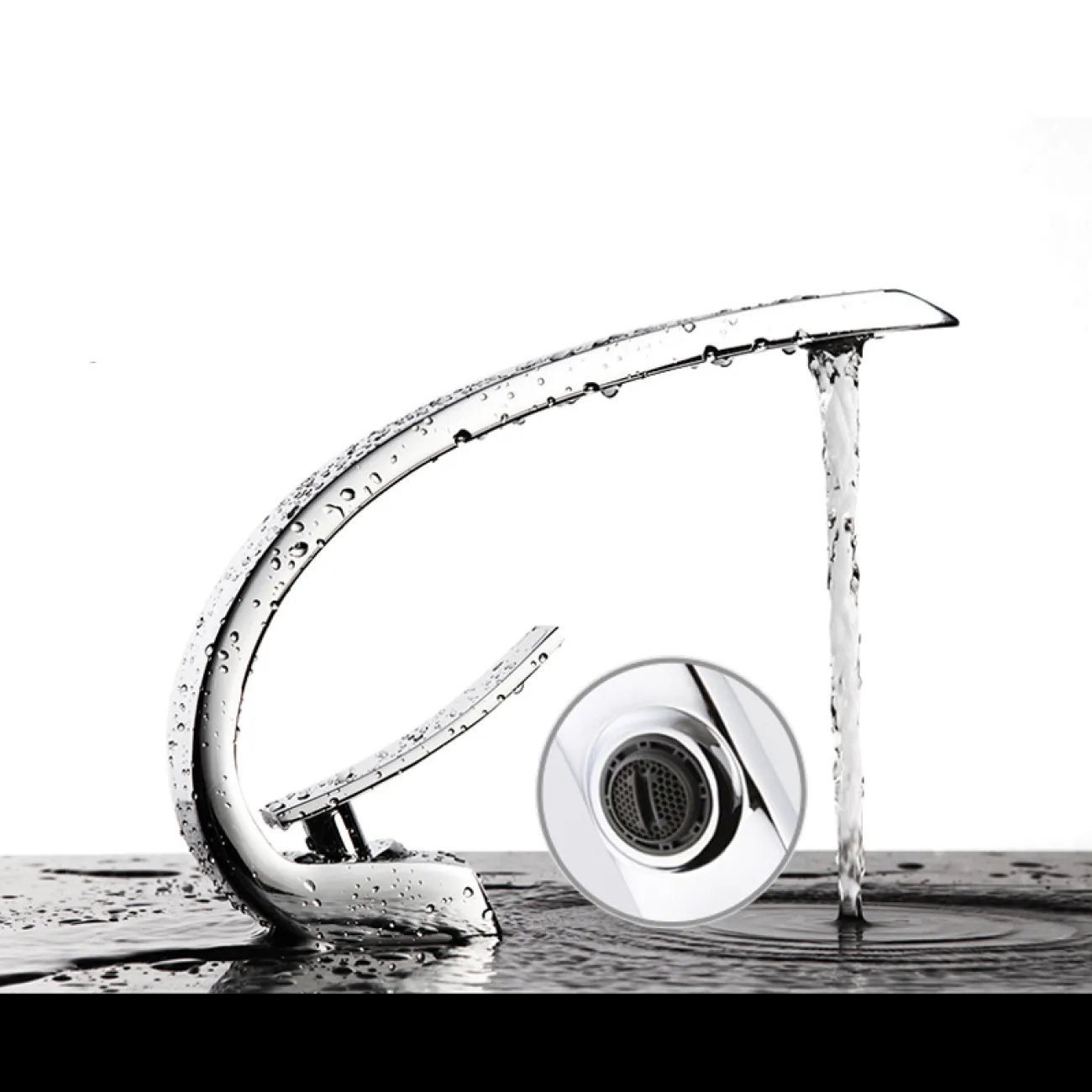 Изящный латунный смеситель для умывальника в Хай-тек стиле LaLume MB21154-23