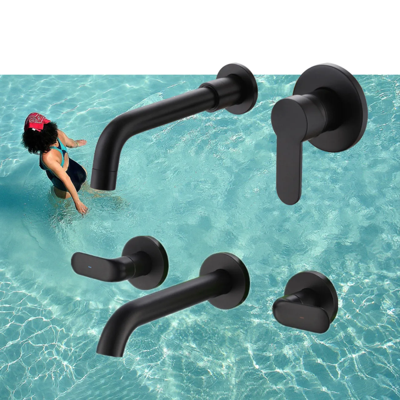 Изящный встраиваемый латунный смеситель для ванной в Современном стиле LaLume MB21159-23