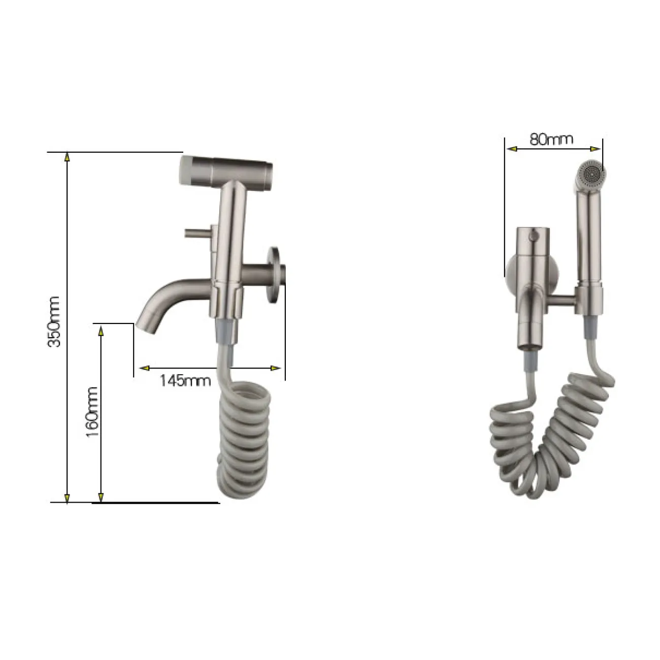 Минималистичный латунный смеситель с гигиеническим душем для ванной в Современном стиле LaLume MB21165-23 Минималистичный латунный смеситель с гигиеническим душем для ванной в Современном стиле LaLume MB21165-23