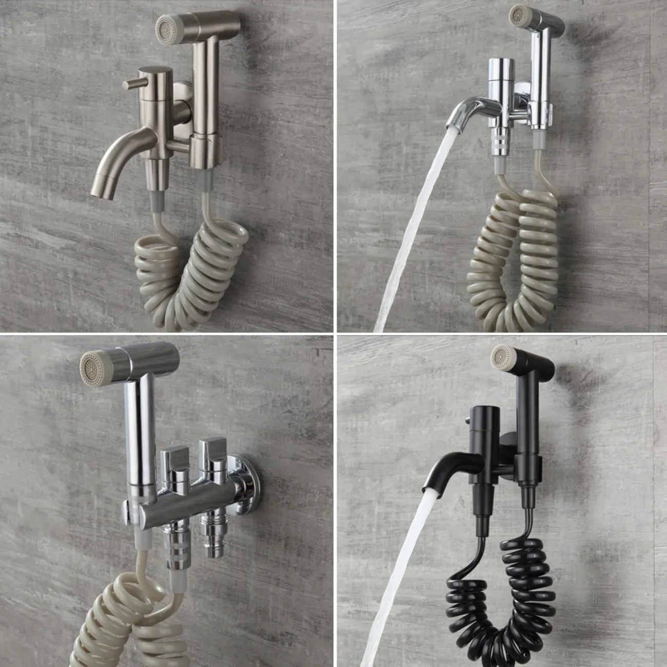 Минималистичный латунный смеситель с гигиеническим душем для ванной в Современном стиле LaLume MB21165-23 Минималистичный латунный смеситель с гигиеническим душем для ванной в Современном стиле LaLume MB21165-23