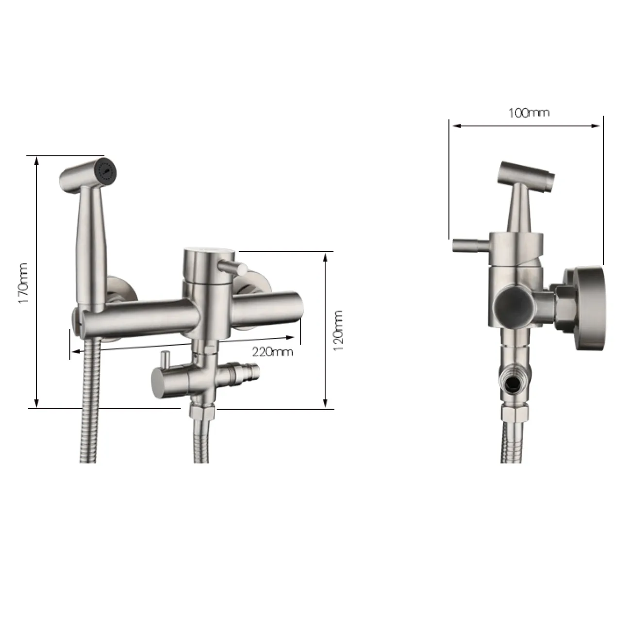Минималистичный стальной смеситель с душем для ванной в Современном стиле LaLume MB21168-23