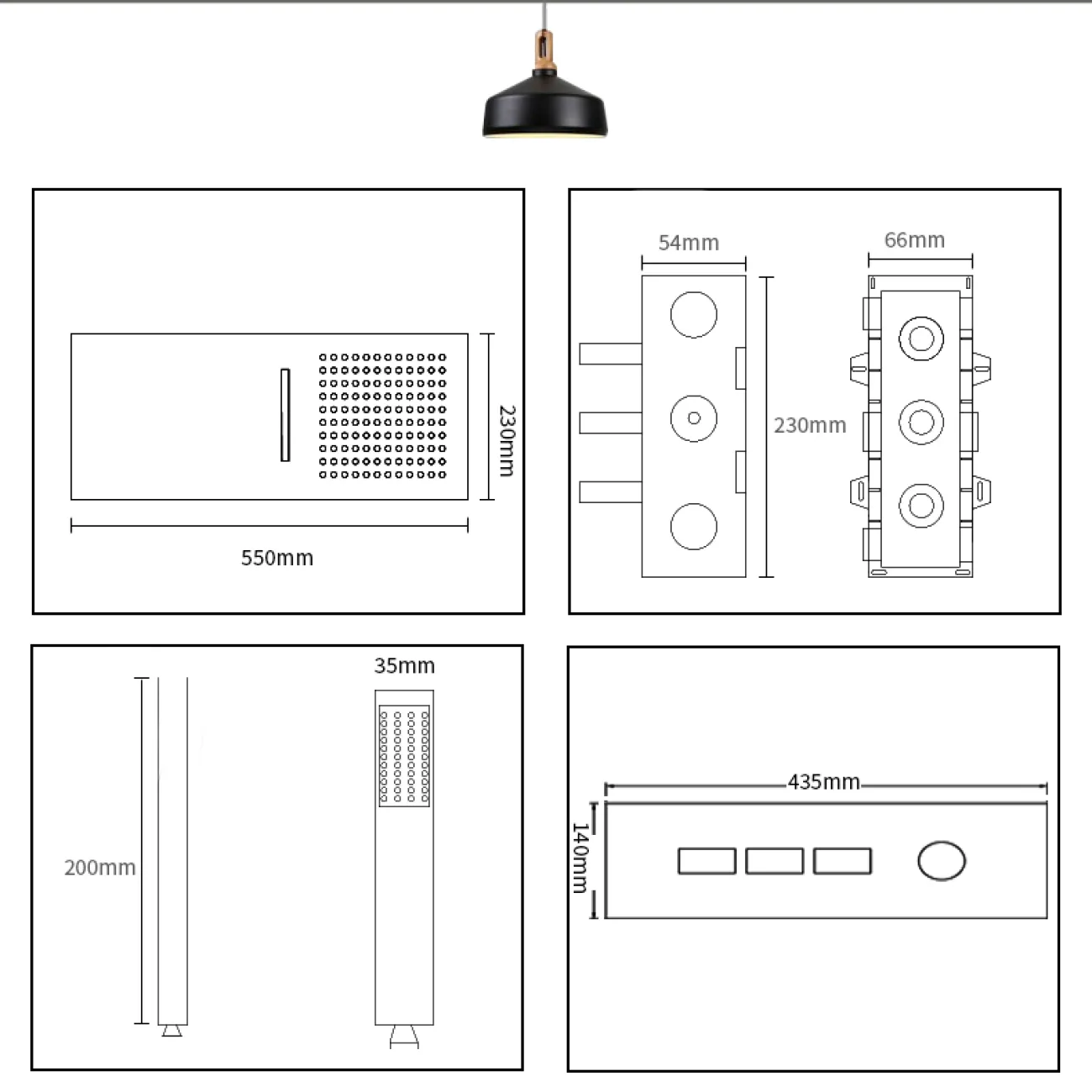 Роскошный латунный смеситель с тропическим душем для ванной в Современном стиле LaLume MB21171-23