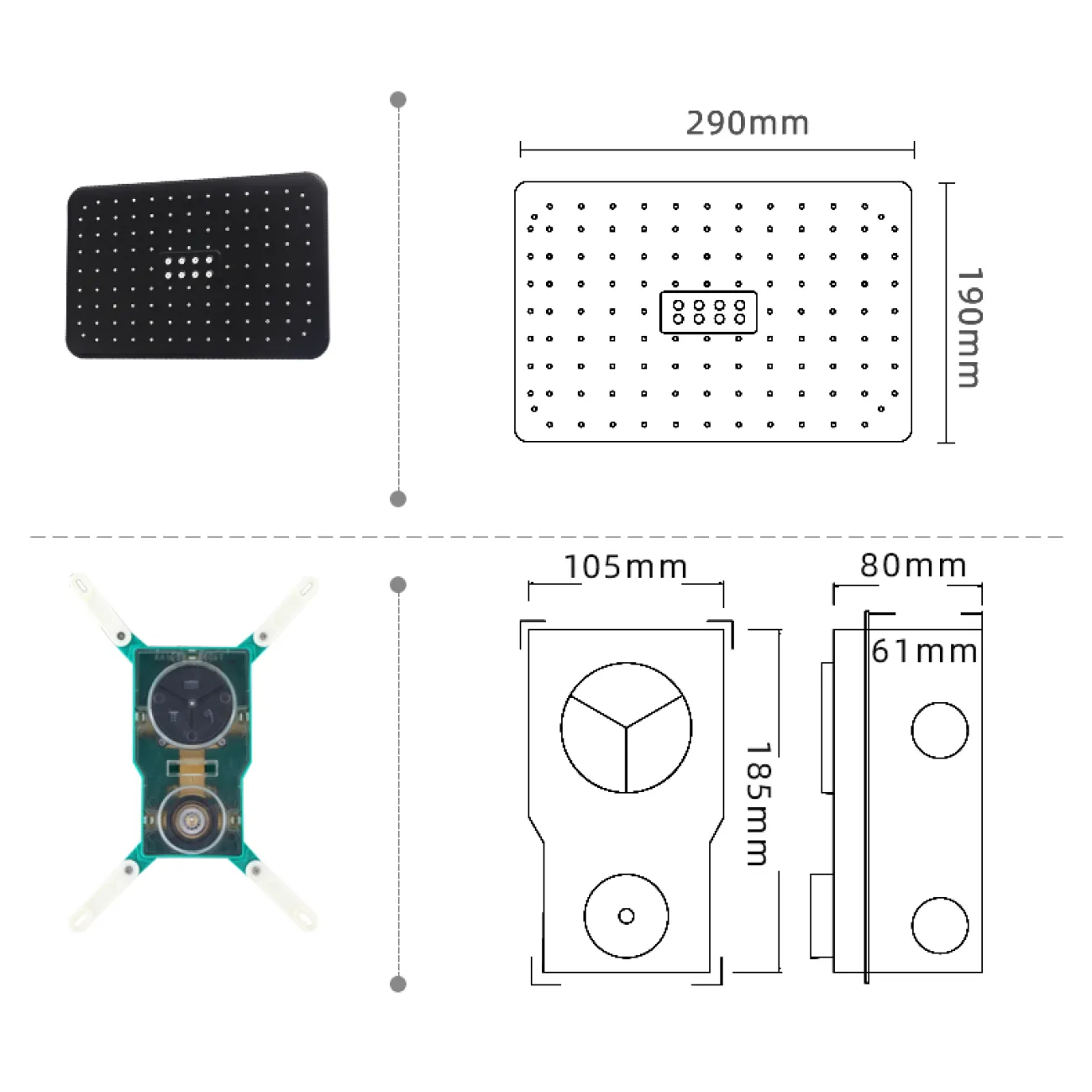 Изящный латунный смеситель с тропическим душем для ванной в Современном стиле LaLume MB21172-23